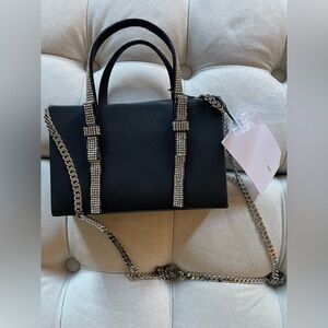 J Kara Black Shoulder Bag with Silver Accents